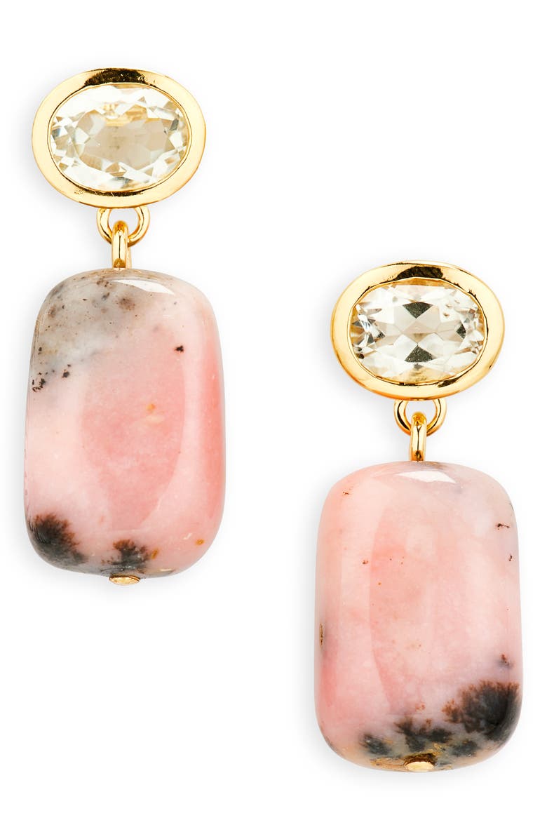 Lizzie Fortunato Rosado Pink Opal & Amethyst Drop Earrings, Main, color, Pink
