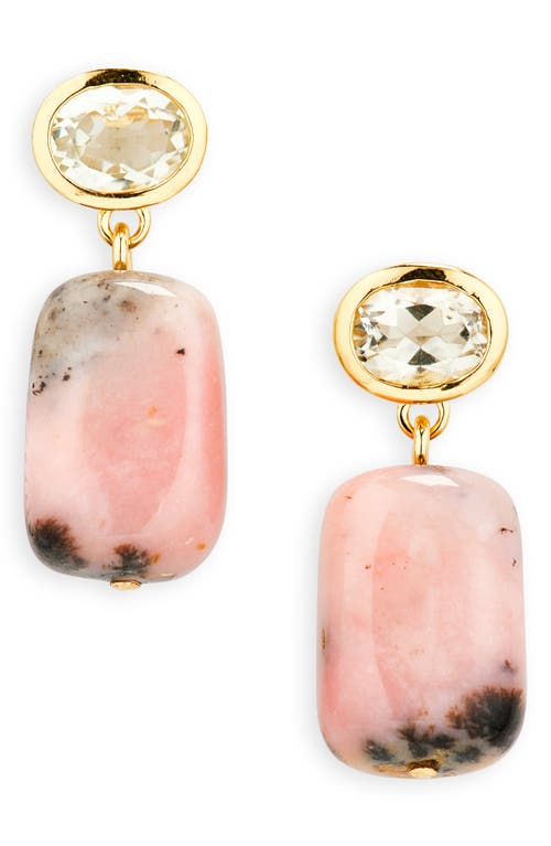 Lizzie Fortunato Rosado Pink Opal & Amethyst Drop Earrings In Gold