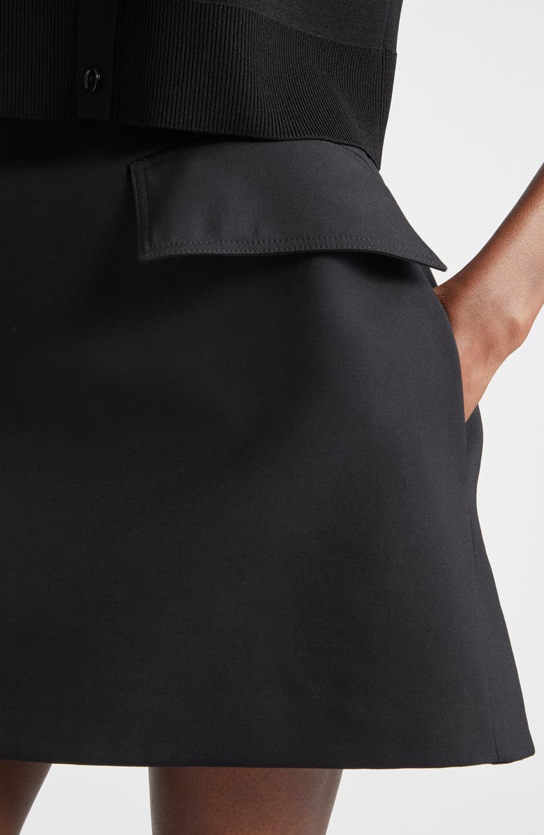 McQueen Flap Detail Cotton Miniskirt, Alternate, color, Black