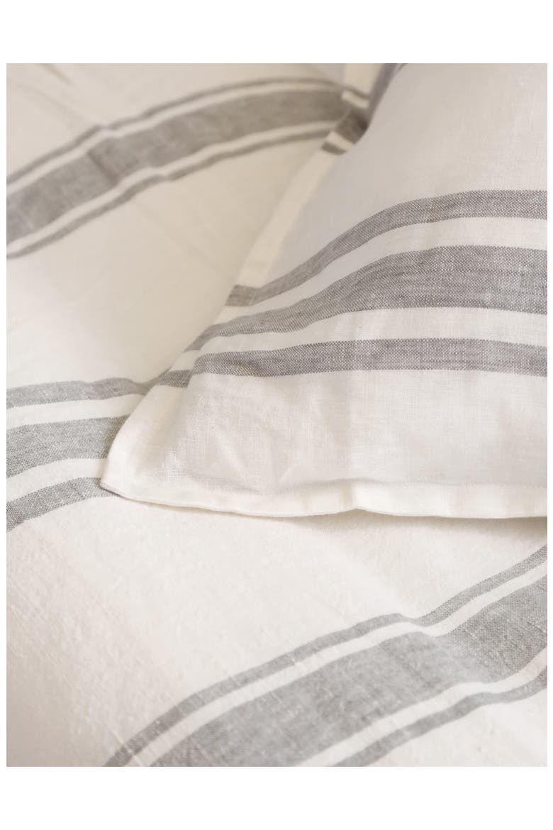 Jackson Stripe Linen Duvet Cover, Alternate, color, CREAM/GREY
