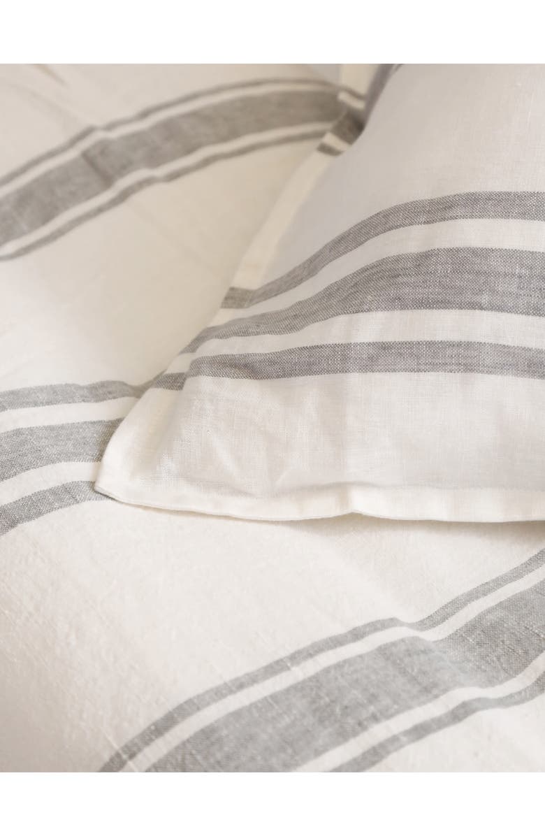 Pom Pom at Home Jackson Stripe Linen Duvet Cover, Alternate, color, Cream/Grey