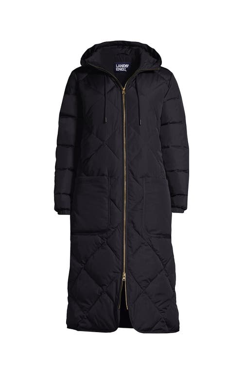 Lands' End Featherfree Insulated Diamond Quilted Maxi Coat In Animal Print