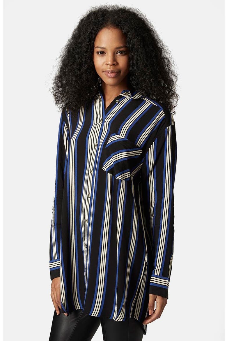 Oversize Stripe Shirt, Main, color, BLUE