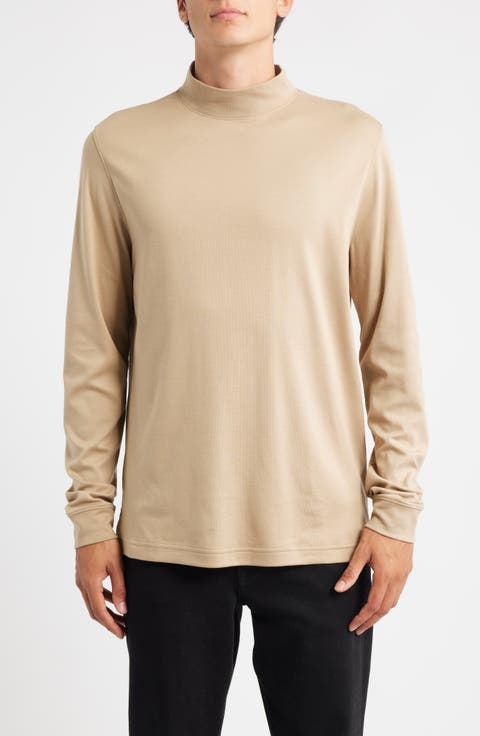 Pima Cotton Interlock Mock Neck Top