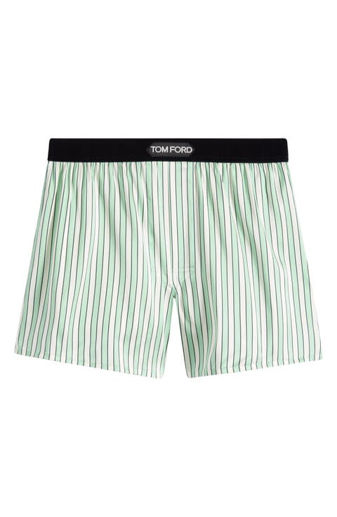 Stripe Stretch Silk Boxer Shorts