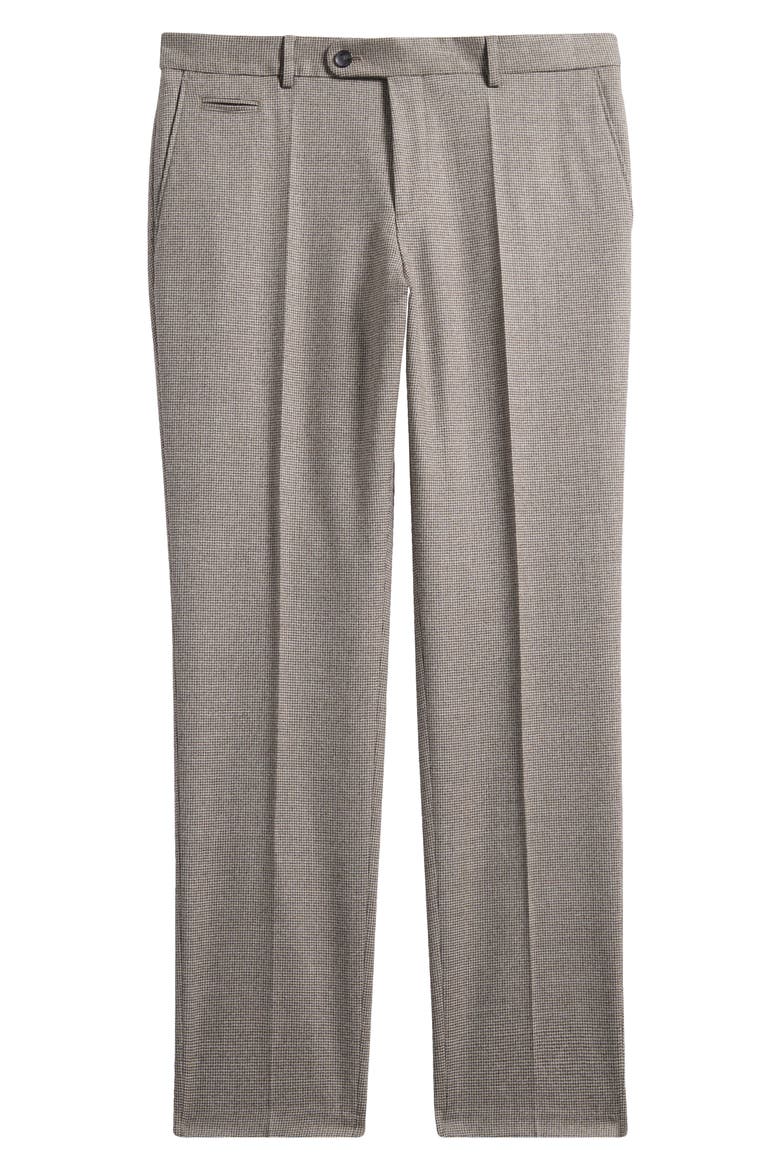 Genius Flat Front Microcheck Stretch Wool Dress Pants, Alternate, color, OPEN WHITE BEIGE