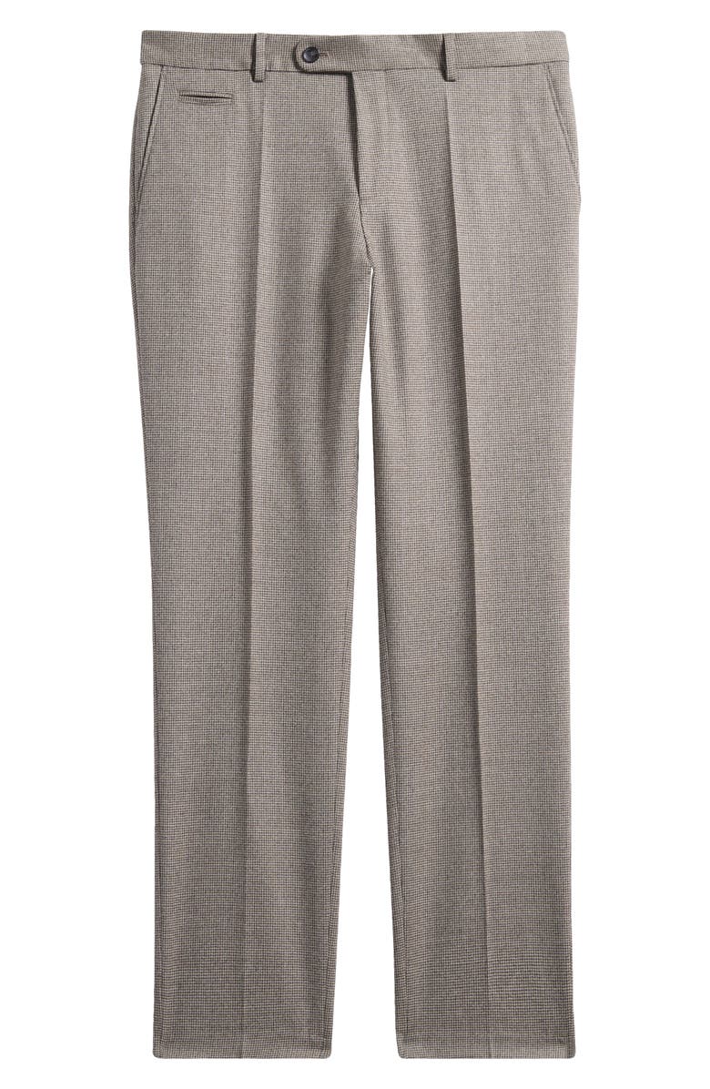 BOSS Genius Flat Front Microcheck Stretch Wool Dress Pants, Main, color, 