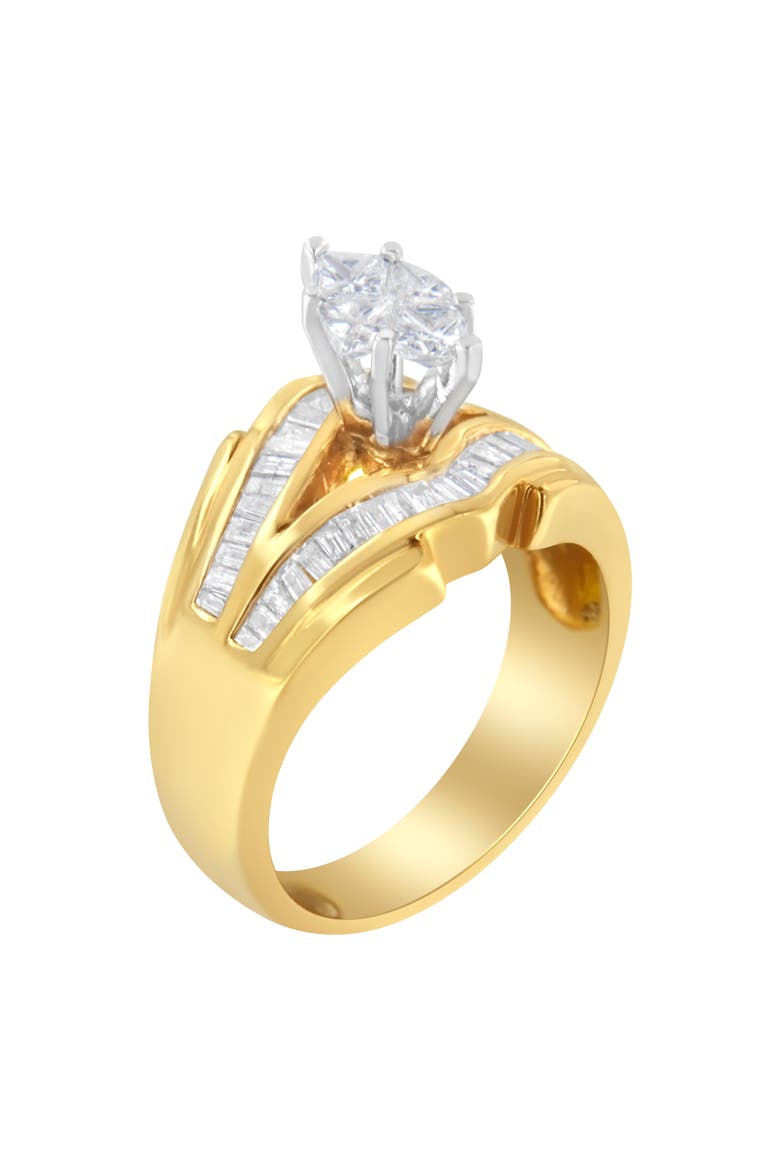 14KT Two-Toned Gold 1.0 cttw Diamond Cocktail Ring, Alternate, color, Yellow