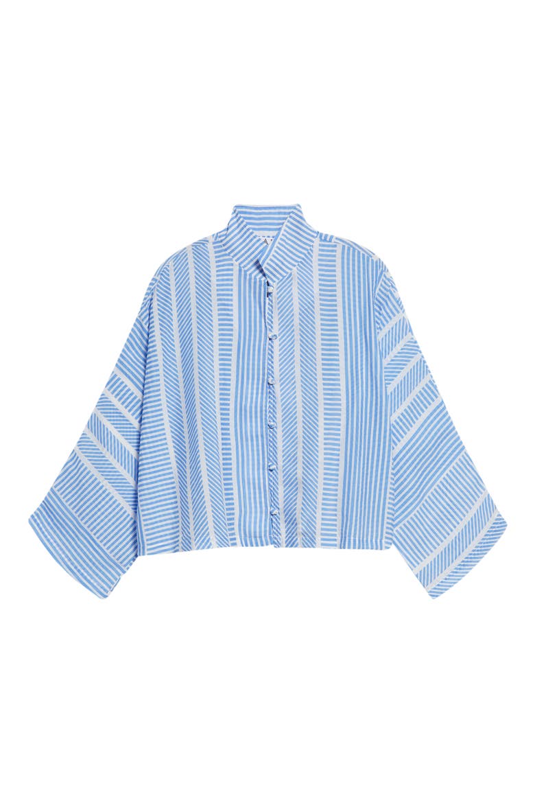 Stripe Cotton Crop Jacket, Alternate, color, BLUE/ WHITE