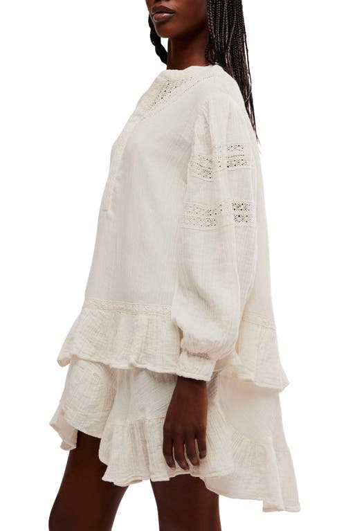 Free People Sachi Long Sleeve Ruffle Minidress In Ivory