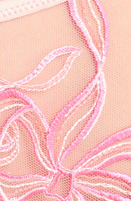 Hunkemoller Hunkemöller Beau Embroidered Mesh Garter Belt In Pink