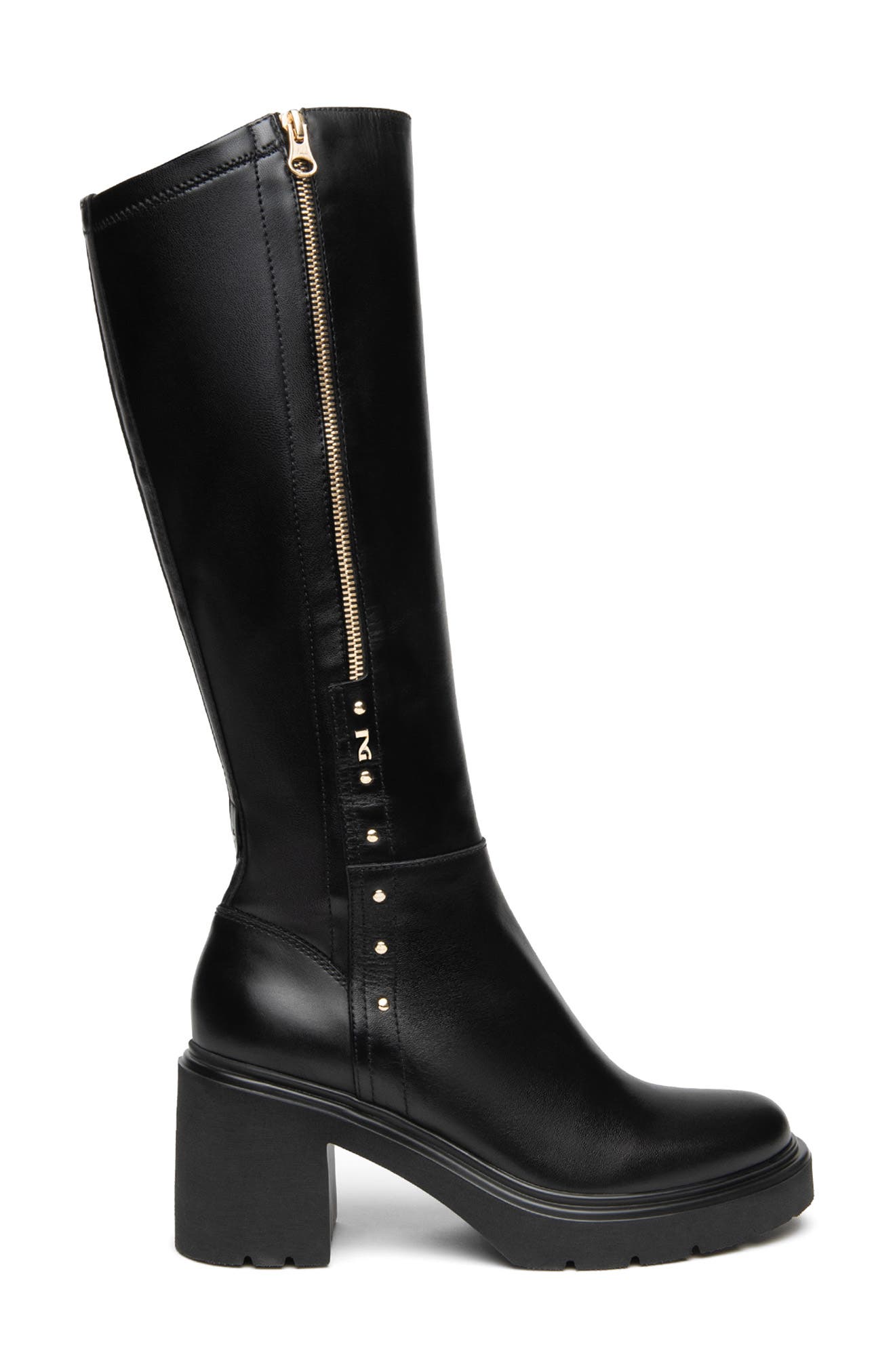 Knee High Block Heel Boot, Alternate, color, BLACK