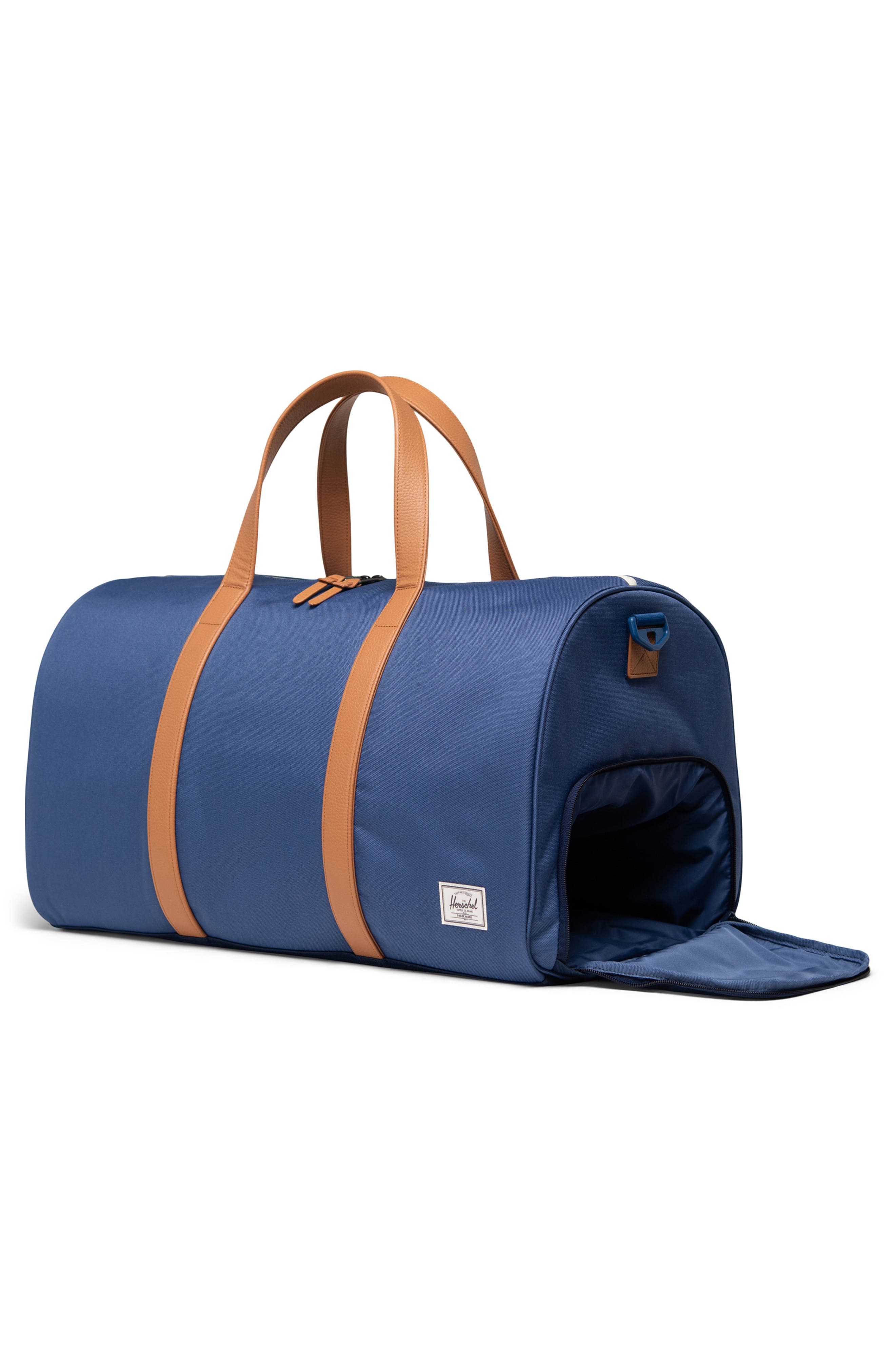 Novel Recycled Nylon Duffle Bag, Alternate, color, GRAY BLUE/NAVAL ACADEMY