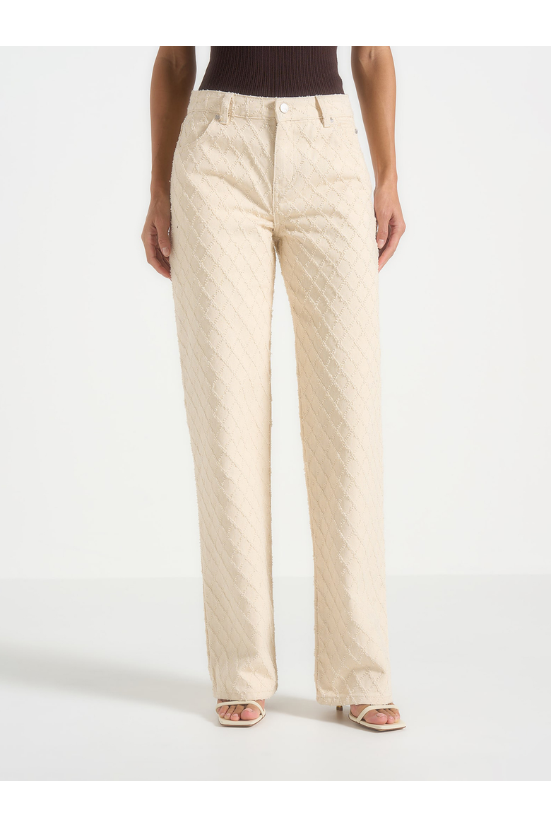 Elyssa Diamond Stitch Straight Leg Jeans, Alternate, color, Cream
