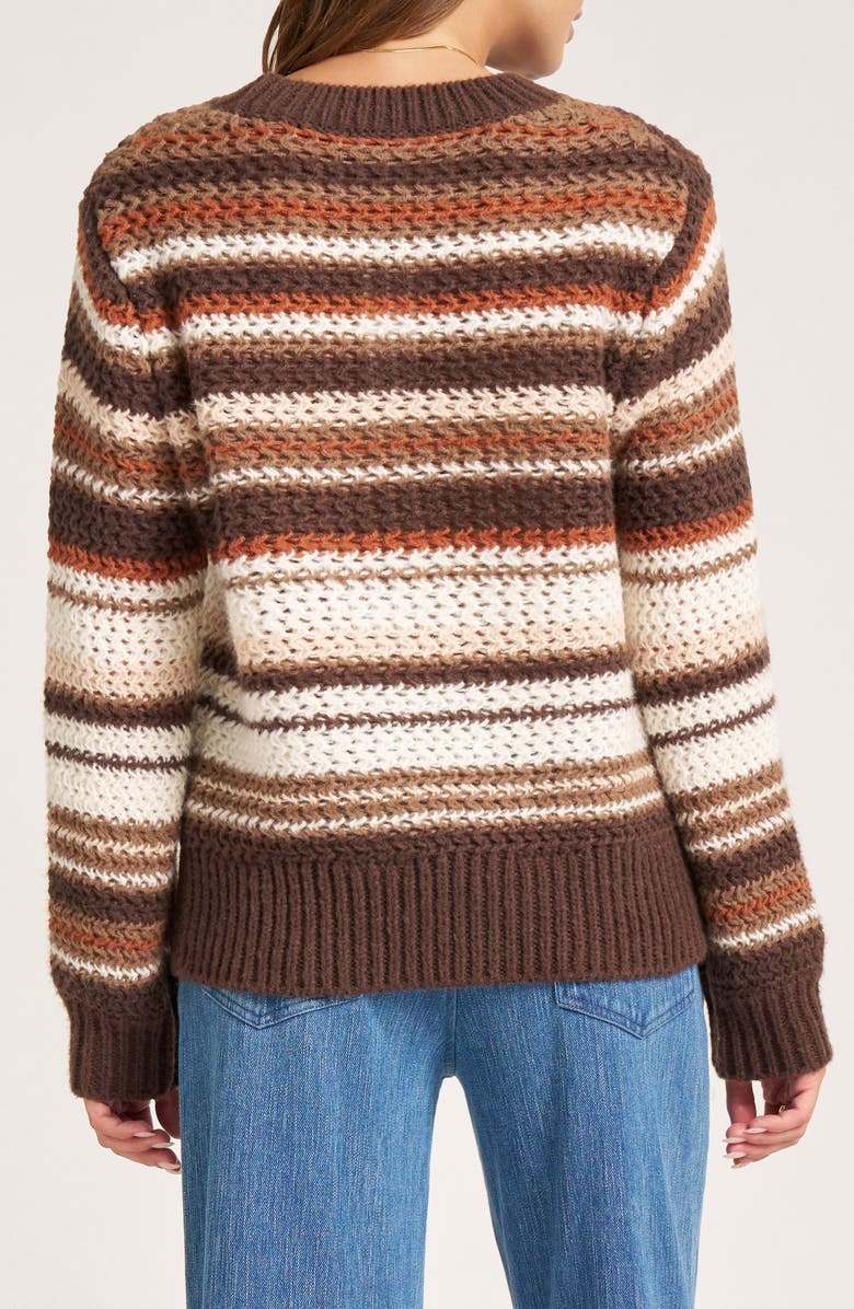 matty m. Dion Stripe Crewneck Sweater, Alternate, color, Chocolate
