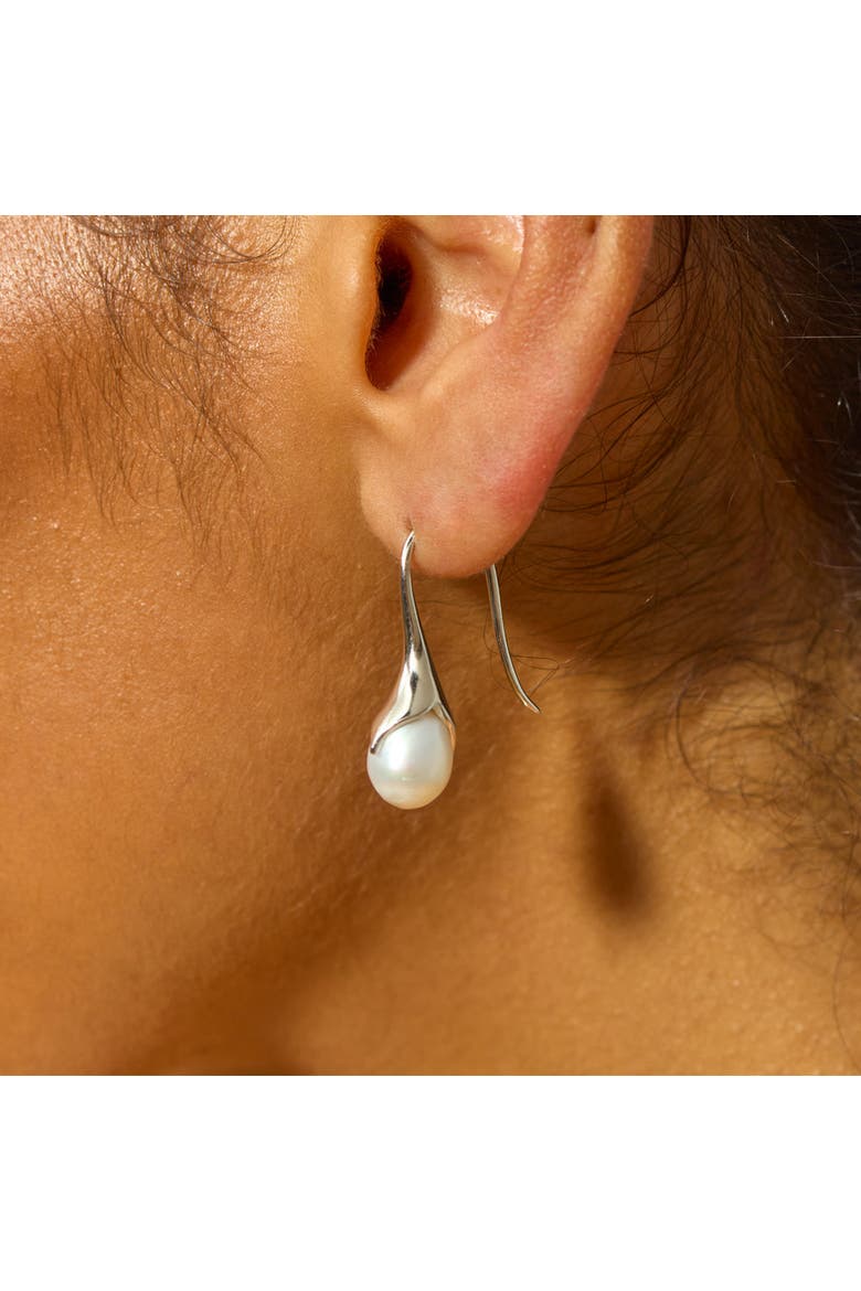 Pearl Drop Earrings, Alternate, color, Sterling Silver