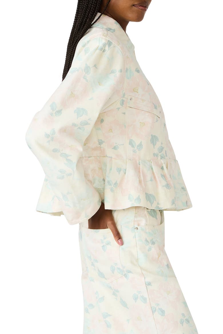 Sloan Peplum Denim Jacket, Alternate, color, PEACH BEIGE