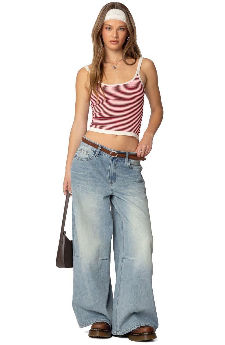 EDIKTED Saylor Stripe Knit Tank Top, Alternate, color, Cream-And-Red