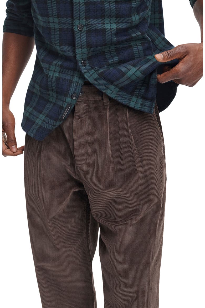 Pleated Corduroy Baggy Chino Pants, Alternate, color, BROWN