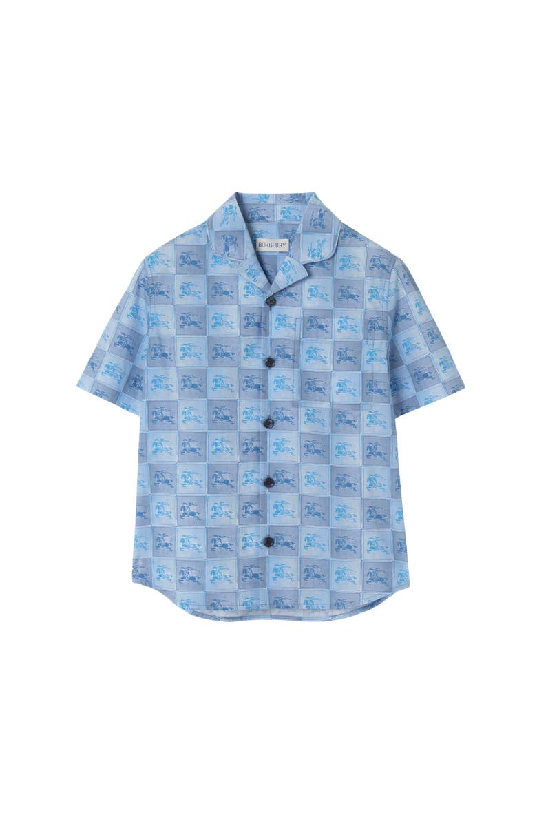 Burberry EKD Checkerboard Cotton Shirt, Main, color, Cornflower Blue