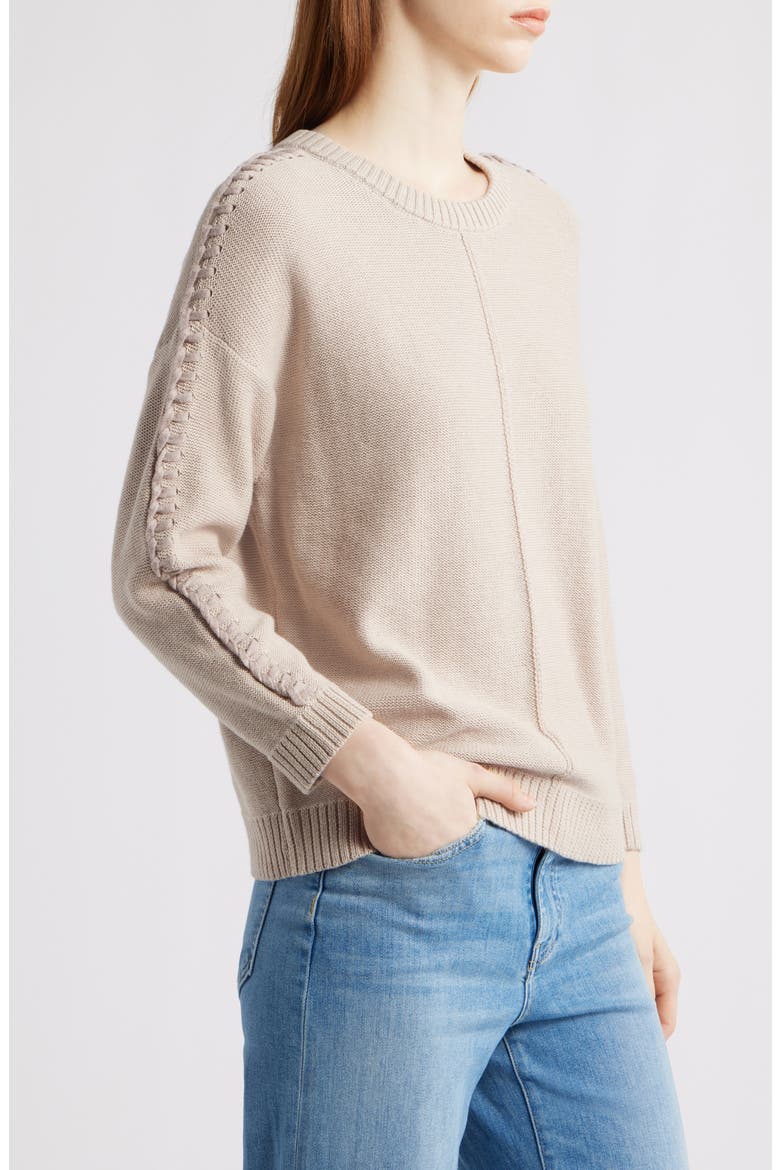Lace Up Relaxed Sweater, Alternate, color, TAUPE