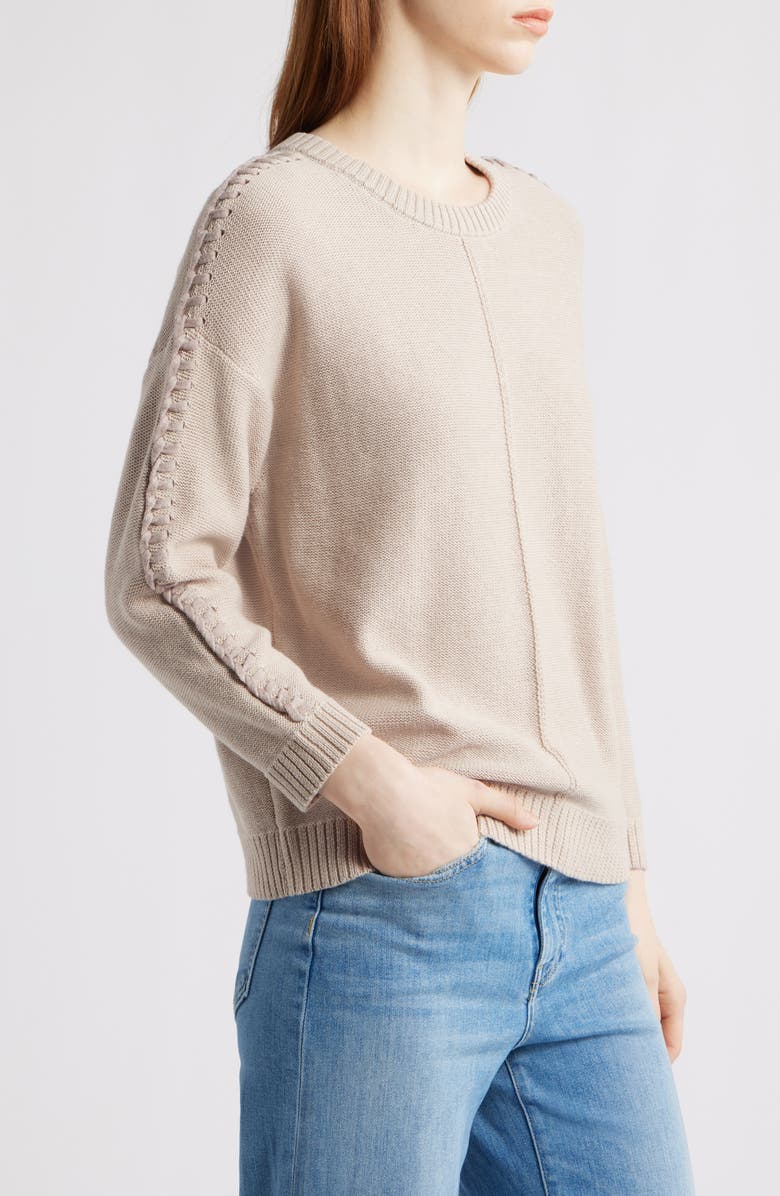 NIC+ZOE Lace Up Relaxed Sweater, Alternate, color, Taupe