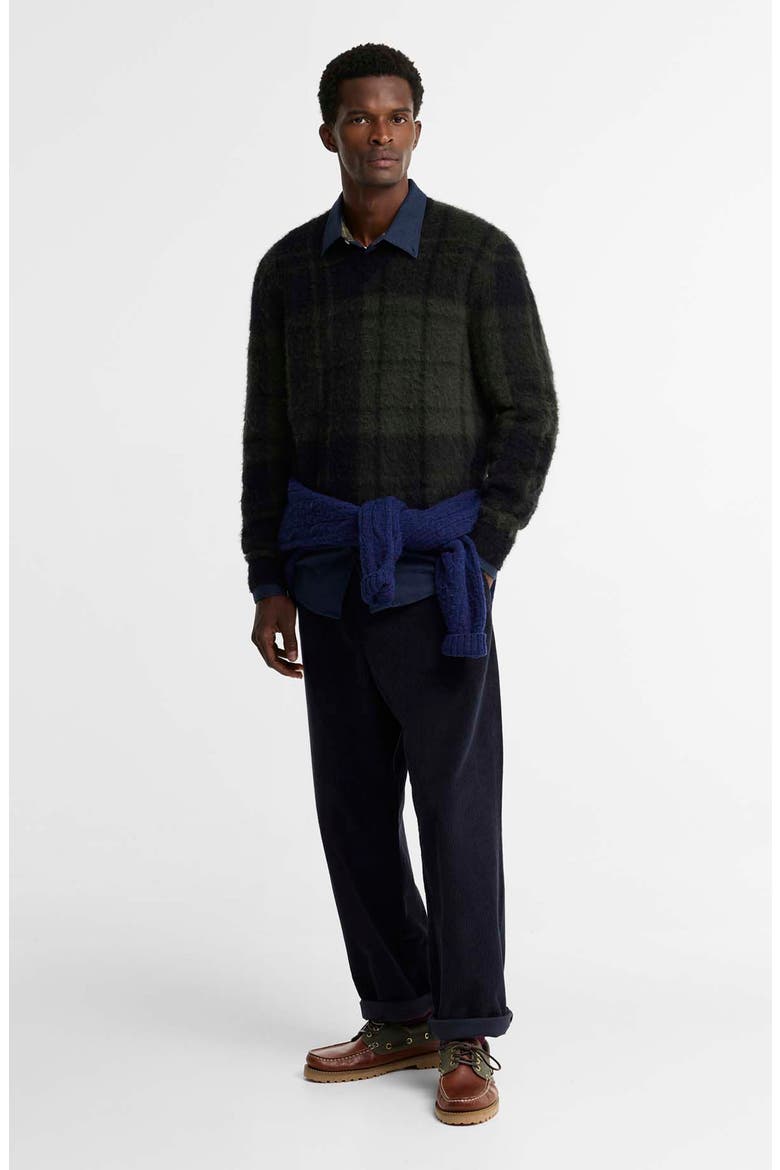 Hunham Tartan V-Neck Sweater, Alternate, color, BLACK