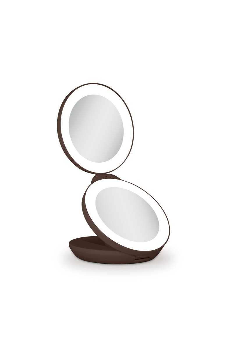 Zadro Lighted Travel Mirror with Magnification & Folding-to-Compact, Main, color, Chocolate