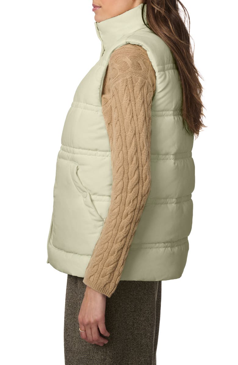 Bernardo Minimalist Double Needle Stitch Recycled Polyester Puffer Vest, Alternate, color, Sage