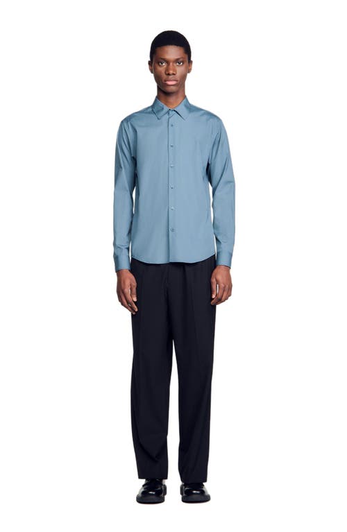 Sandro Plain Shirt In Thunderstorm Blue