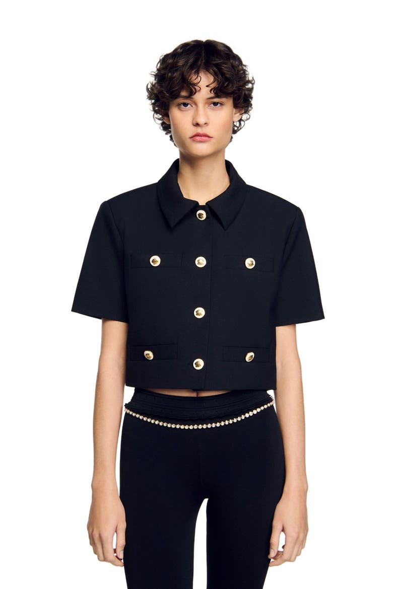 Short-sleeved jacket, Alternate, color, Black