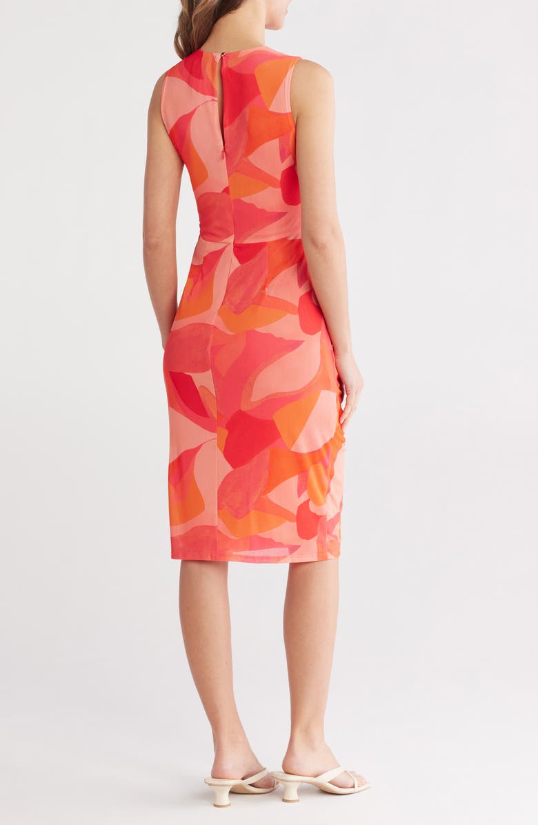 Vince Camuto Sleeveless Ruched Mesh Body-Con Dress, Alternate, color, Pink Multi