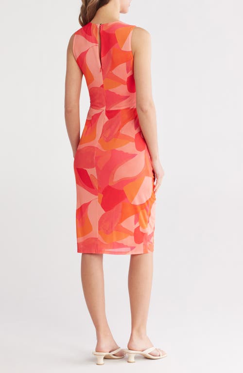 Vince Camuto Sleeveless Ruched Mesh Body-con Dress In Pink Multi