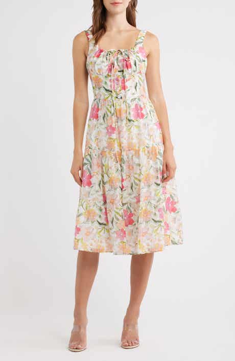Kai Floral Print Sleeveless Midi Dress