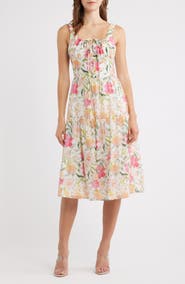 Lulus Kai Floral Print Sleeveless Midi Dress