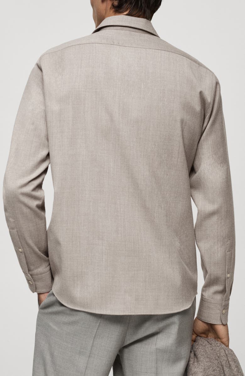 MANGO Regular Fit Wool Button-Up Shirt, Alternate, color, 