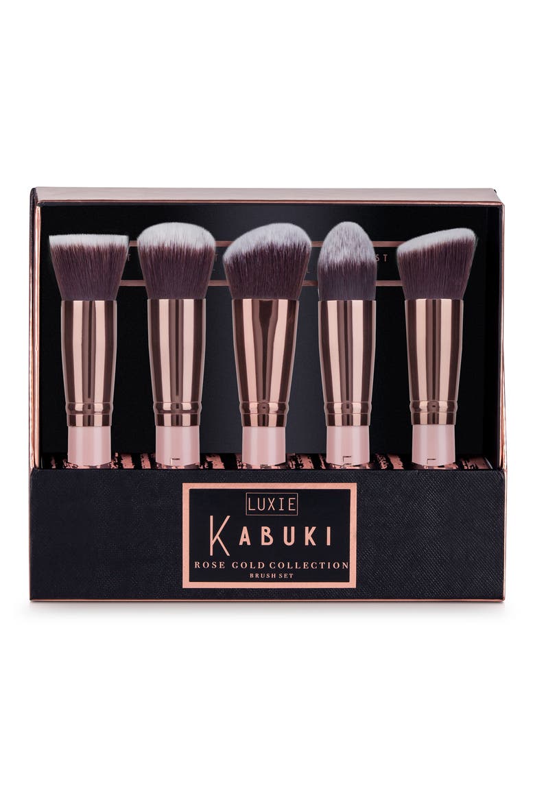 Rose Gold 5-Piece Kabuki Brush Set, Alternate, color, NO COLOR