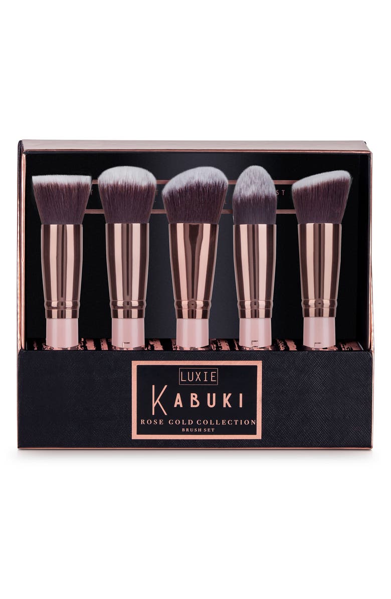 Luxie Rose Gold 5-Piece Kabuki Brush Set, Alternate, color,