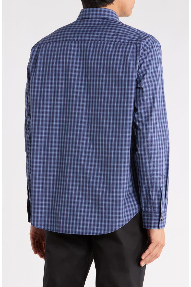 Check Cotton Button-Up Shirt, Alternate, color, BALTIC MULTI