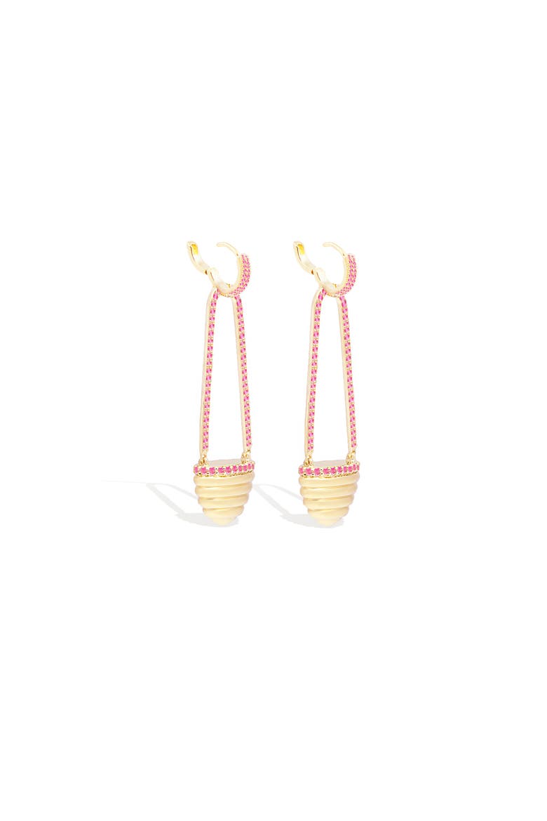 Found Cap Chandelier Earring, Alternate, color, Pink Sapphire- Gold