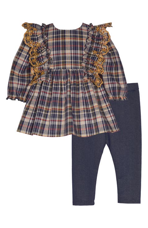 Kids' Embroidered Ruffle Tunic & Leggings Set (Little Kid)