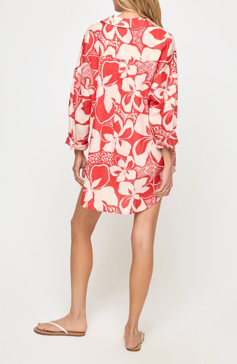 LSPACE Rio Linen Cover-Up Tunic, Alternate, color, Hibiscus Bloom