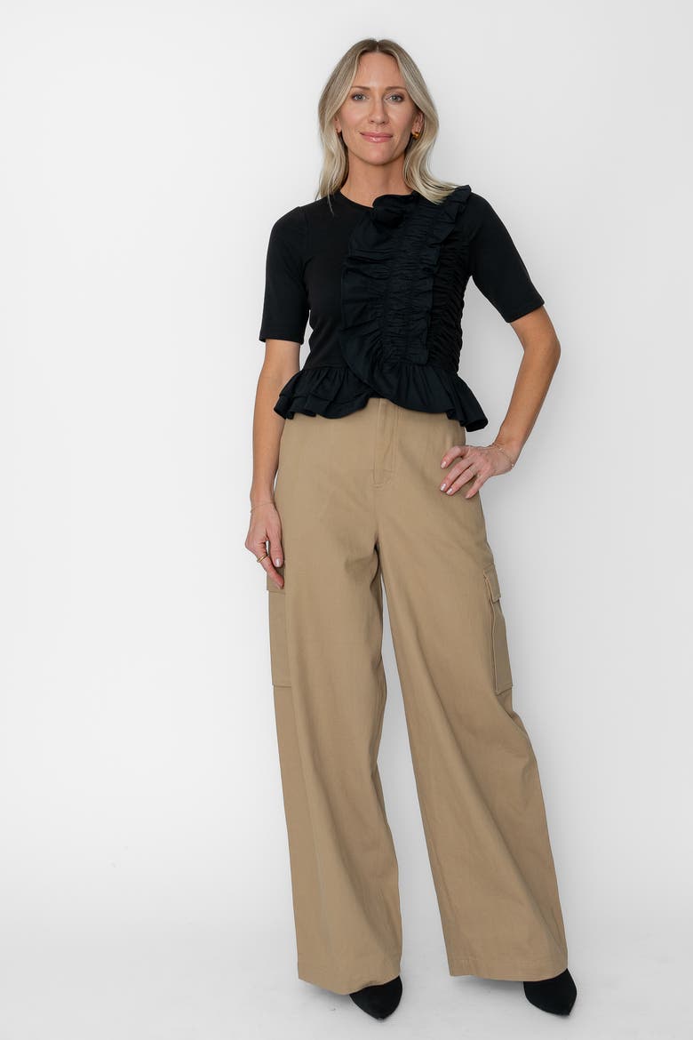 Fabienne Knit Top w Ruffles, Main, color, Black