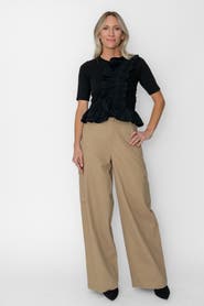 West Of Fabienne Knit Top w Ruffles