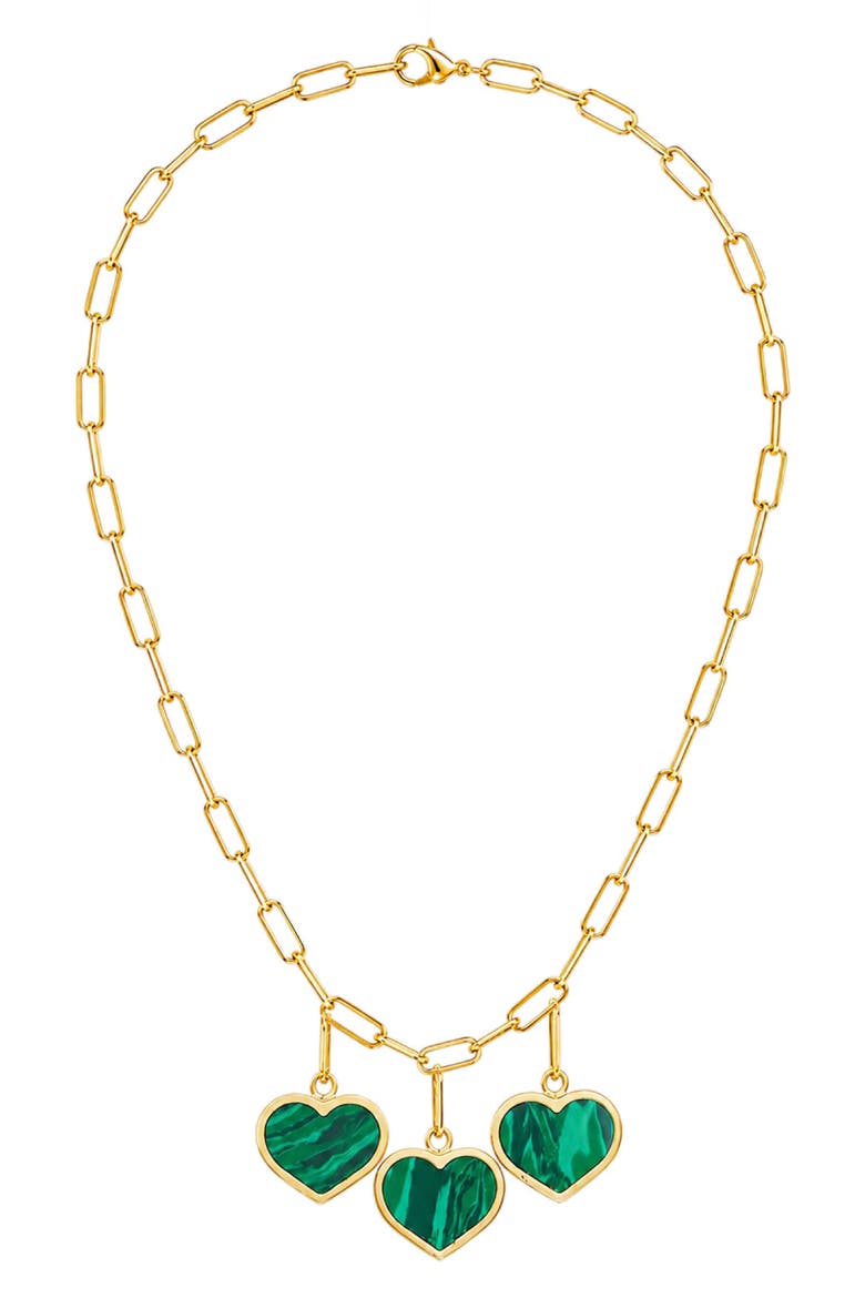 Heart Pendant Necklace, Main, color, GREEN/ GOLD