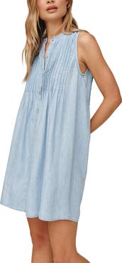 Bella Dahl Pintuck Sleeveless Denim Minidress