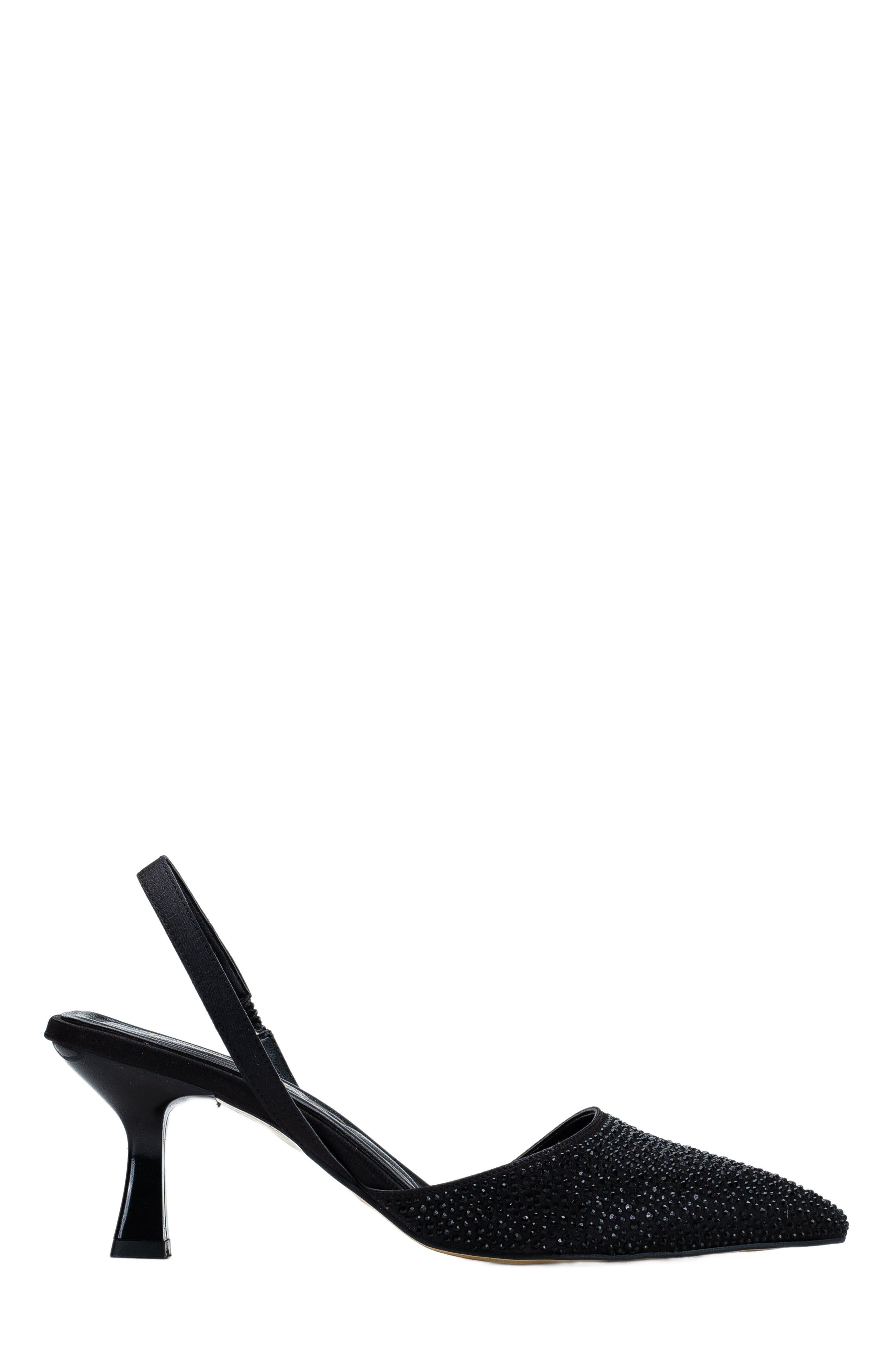 Rae Slingback Kitten Heel Pumps, Main, color, Black Rhinestones