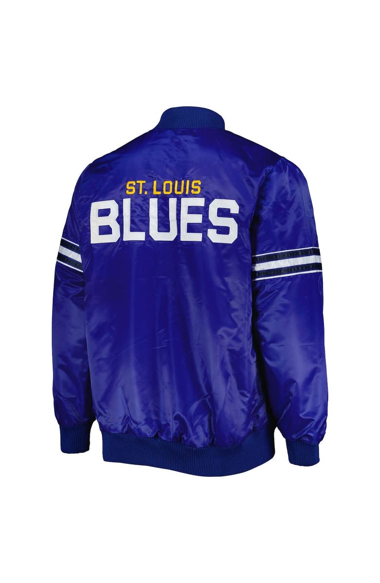 STARTER Men's Starter Blue St. Louis Blues Pick & Roll Satin Full-Snap Varsity Jacket, Alternate, color,