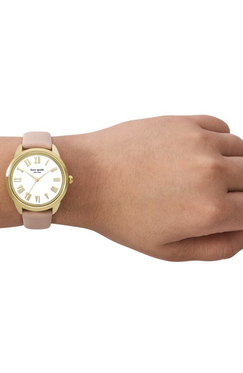 Kate Spade New York Crosstown Leather Strap Watch, 34mm In Pink/gold