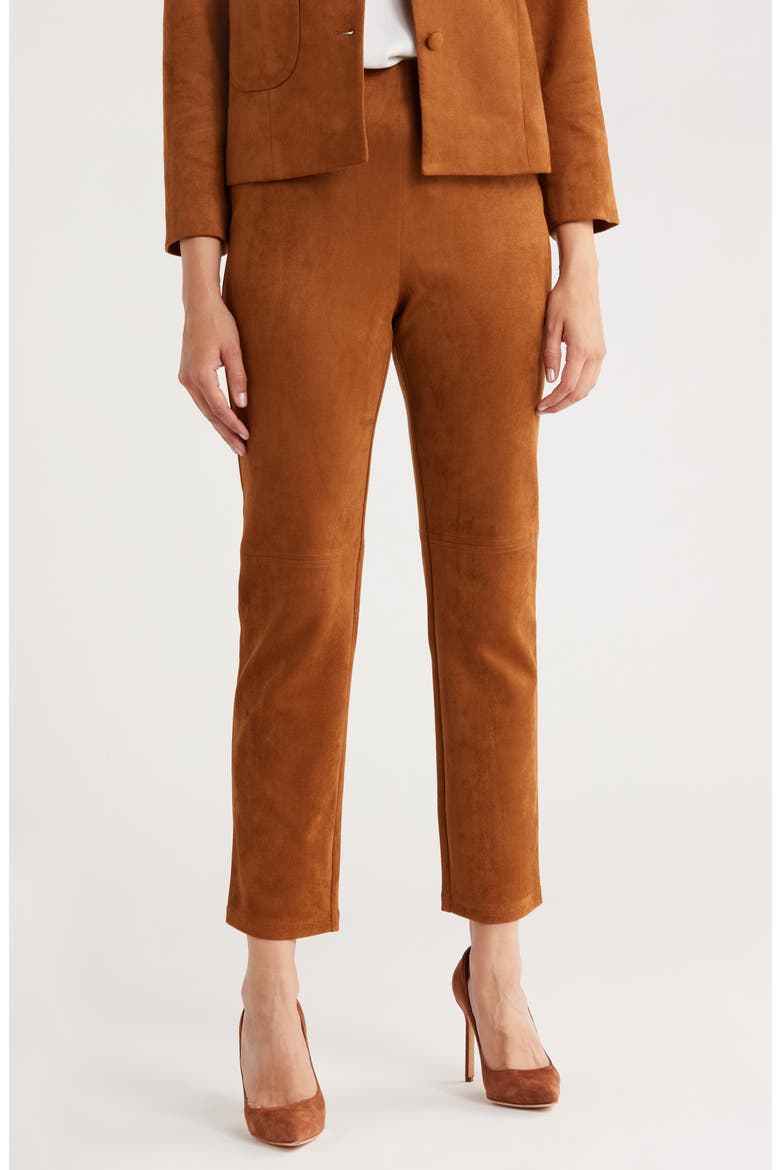 Faux Suede Ankle Pants, Main, color, MOCHA